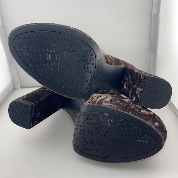 New! GIANNI BINI Didier Velvet Platform Block Heel Booties Size 6 Brown No tag - Picture 4 of 10